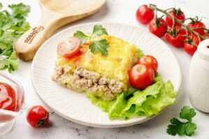 Картофельная запеканка с фаршем в аэрогриле