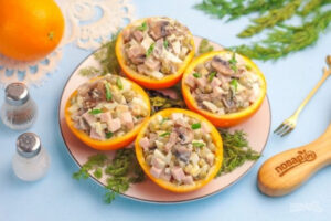 Фаршированные апельсины с салатом