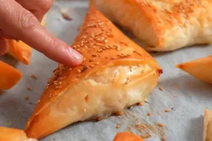 Слоеные треугольники из фило с куриным фаршем
