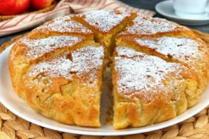 Яблочный пирог без духовки: пышная шарлотка на сковороде с карамельной корочкой